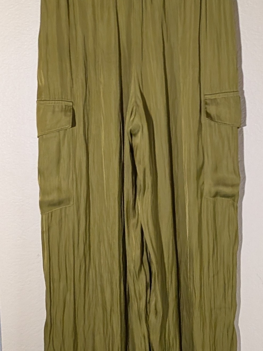 Rachel Zoe Olive Satin Cargo Pants Sz XS